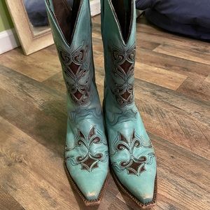 Turquoise Western Ankle Boots